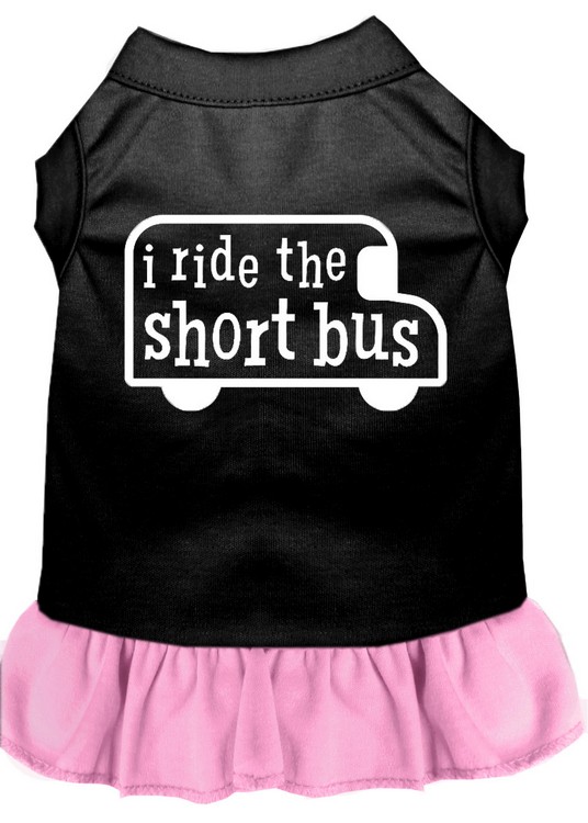 I ride the short bus Screen Print Dress Black with Light Pink XL